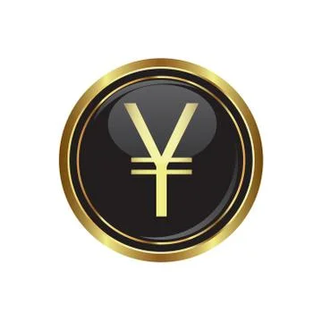 Yen icon gold Stock Illustration