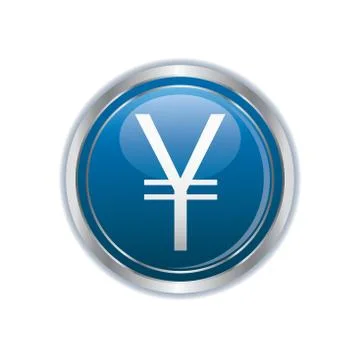 Yen icon silver blue Stock Illustration