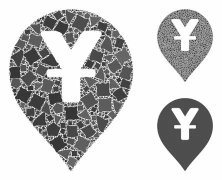 Yen map marker Composition Icon of Ragged Items Stockillustratie