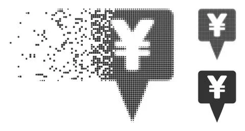 Yen Map Pointer Decomposed Pixel Halftone Icon Illustrazione stock