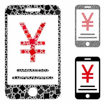 Yen mobile payment Composition Icon of Trembly Elements 스톡 일러스트
