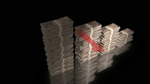 Yen money decrease bar chart animation Video stock 226277655