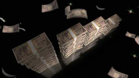 Yen money decrease bar chart animation Stock Footage 226283345
