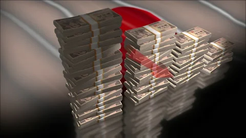 Yen money decrease bar chart animation 库存影片 226293430