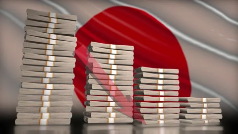 Yen money decrease bar chart animation 库存影片 226300391