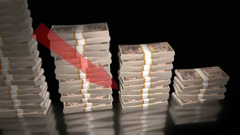 Yen money decrease bar chart animation Stock Footage 226304966