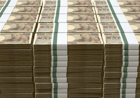 Yen notes pile Illustrazione stock