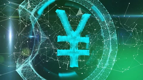 Yen plexus design, electronic currency online money symbol, trade stock markets Stock Footage 109797265