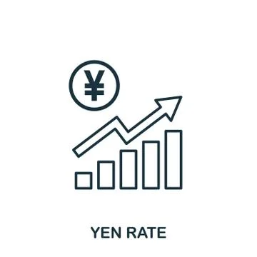 Yen Rate Increase Graphic icon. Mobile apps, printing and more usage. Simple Stock Illustration