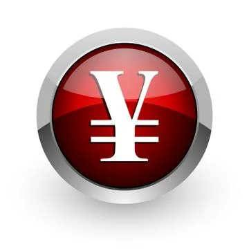 Yen red circle web glossy icon. Stock-Illustration