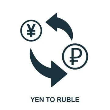 Yen To Ruble icon. Mobile app, printing, web site icon. Simple element sing Stock Illustration