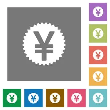 Yen sticker square flat icons Stock Illustration