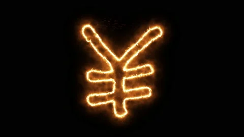 Yen symbol of burning flame. Vídeo Stock 136412014