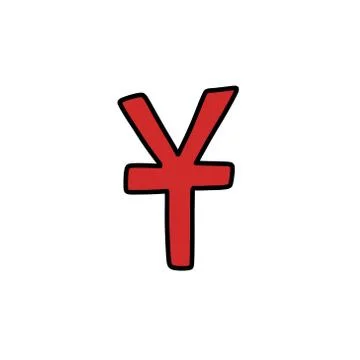 Yen symbol doodle icon, vector color illustration Stock Illustration
