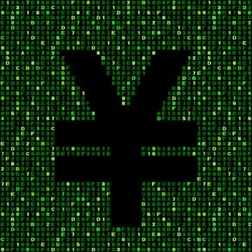 Yen symbol on green hex code illustration Illustrazione stock