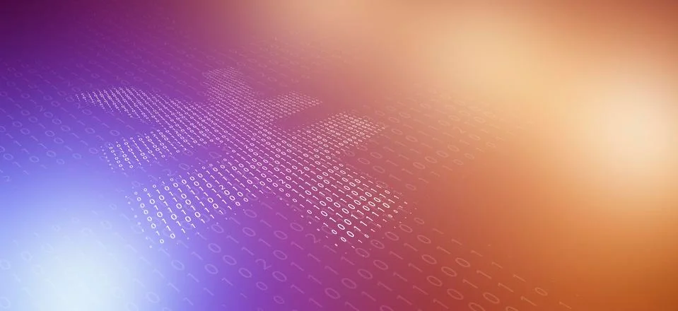 Yen symbol made from binary numbers, reflected on color gradient surface Illustrazione stock