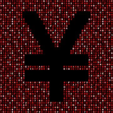 Yen symbol on red hex code illustration Stock Illustration