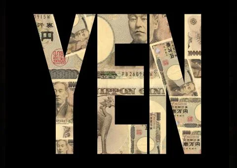 Yen text with currency Stock Illustration