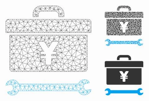 Yen Toolbox Vector Mesh Wire Frame Model and Triangle Mosaic Icon Illustrazione stock