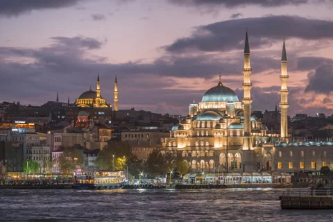 Yeni Cami Mosque at Dusk Time Lapse - Istanbul, Turkey Stock Footage 294565318