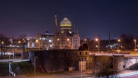 Yenidze Dresden Night Hyperlapse Vídeos de archivo 74805927