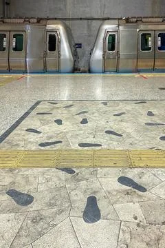 Yenikapi metro station.Waiting at an Empty Metro Station. Stock Photos