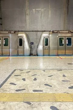 Yenikapi metro station.Waiting at an Empty Metro Station. Stock Photos