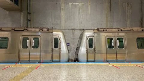 Yenikapi metro station.Waiting at an Empty Metro Station. Stock Photos