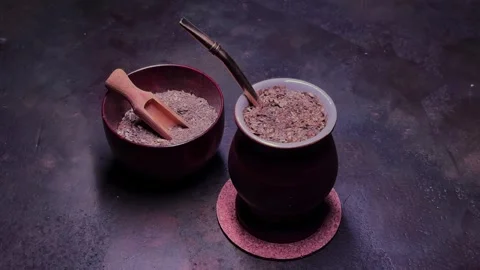 Yerba mate drink with accessories Stock Footage 304300038