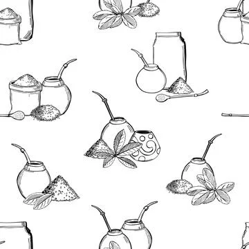 Yerba mate set. Vector  pattern. Stock Illustration