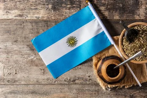 Yerba mate tea and Argentina flag Stock Photos