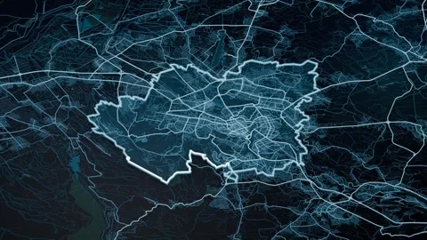 Yerevan Armenia Glowing Digital Map Animation 4K Video stock 337913987