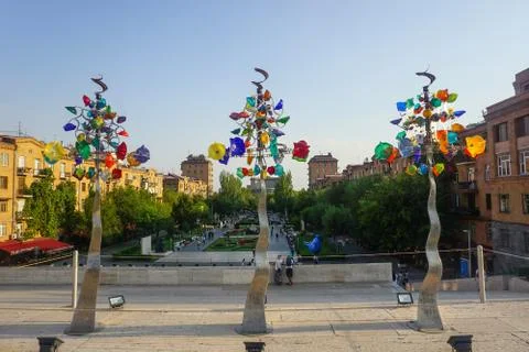 Yerevan Cascade Complex Art Trees Foto stock