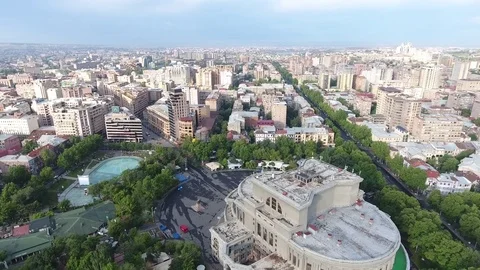 Yerevan Opera House Flyover Video stock 69915452