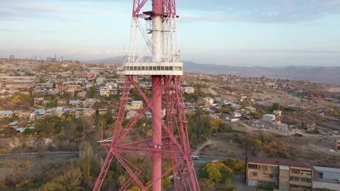 Yerevan TV tower by drone 6 Video stock 335840810