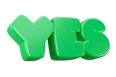 Yes 3d render text phrase inscription Stock Illustration