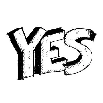 Yes 3d text doodle Stock-Illustration