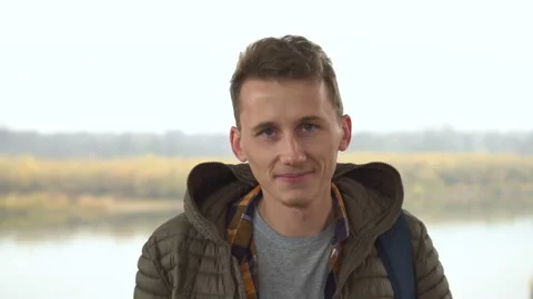 Yes, Accepting Offer Handsome Man, Morning Background in Nature Stock Footage 100893729