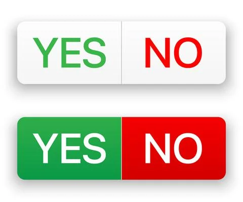 YES and NO answer buttons vector set, isolated on white background Stock Illustration