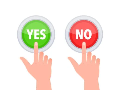 Yes and No button. Approved and Rejected. Yes no in speech bubble. Check marks. Stock Illustration