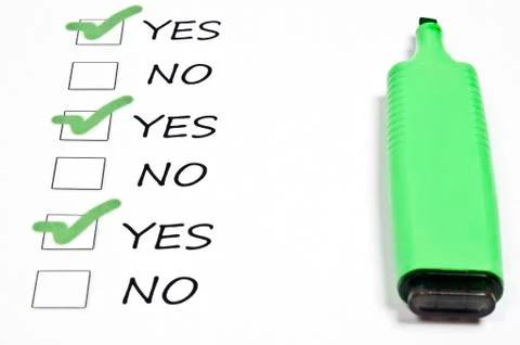 "yes" and "no" checkboxes Stock Photos