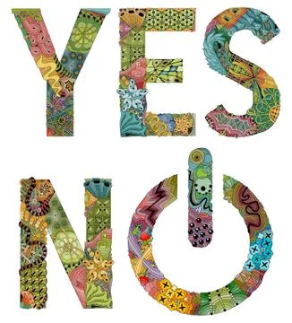YES and NO with power button. Vector zentangle object for decoration Stock-Illustration
