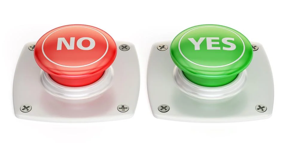 Yes and no push button, 3D rendering Stock Illustration