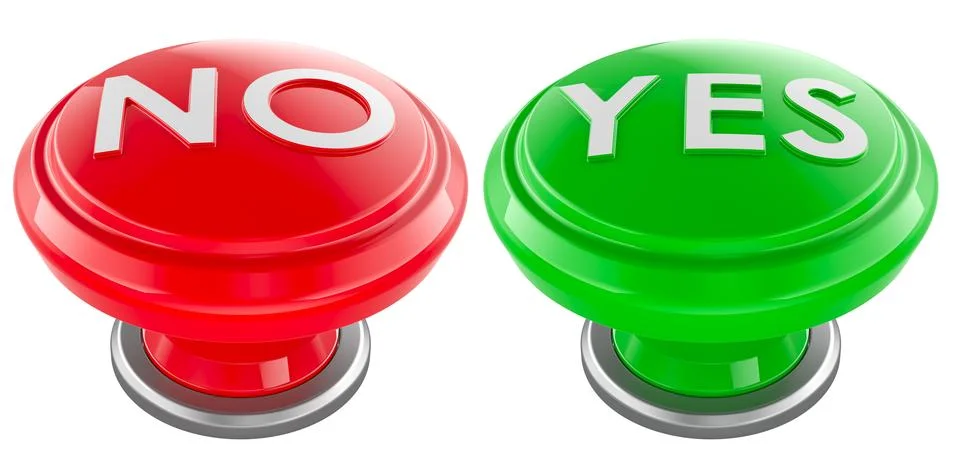 YES and NO push buttons, 3D rendering Stock Illustration