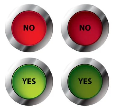 Yes and no shiny buttons on/off, vector illustration Stock Illustration
