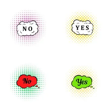Yes and no speech bubbles making a decision Illustrazione stock