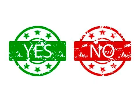 Yes and no stamp colored Stock Illustration
