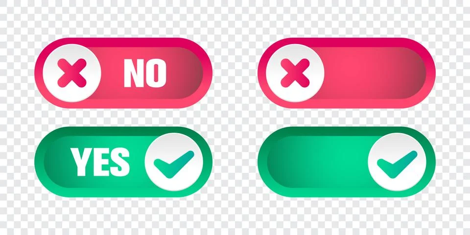 Yes and no toggle switch buttons isolated Stock Illustration