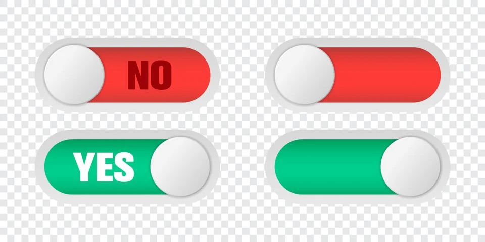 Yes and no toggle switch buttons isolated Stock Illustration