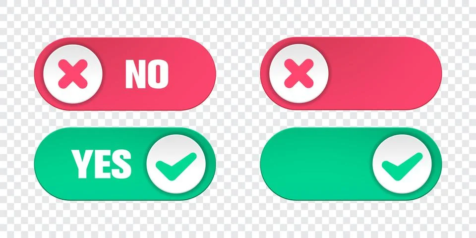 Yes and no toggle switch buttons isolated Stock Illustration